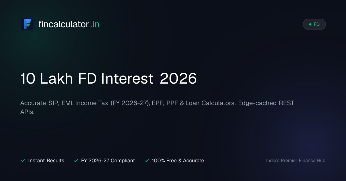 10 Lakh FD Interest 2026